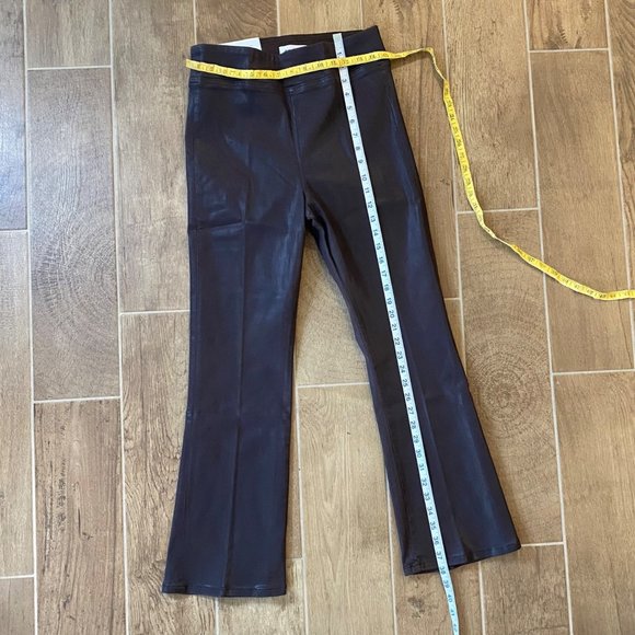 FRAME Jetset Crop COATED JEANS High-Rise Bootcut Brown - Picture 8 of 15